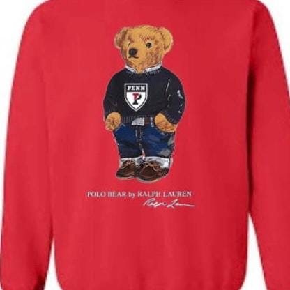 VINTAGE POLO BEAR CREW SWEATSHIRT COLLEGE