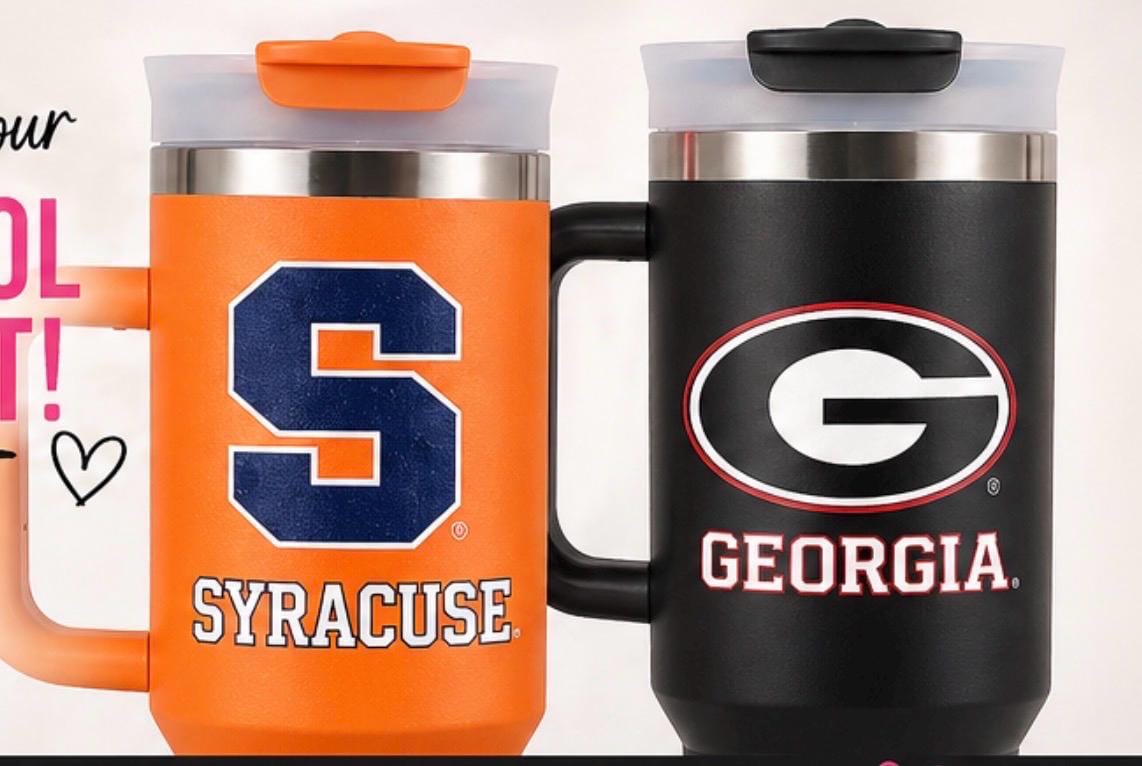 40oz Custom College Tumbler with Handle | Personalized School Logo, Sorority Gifts