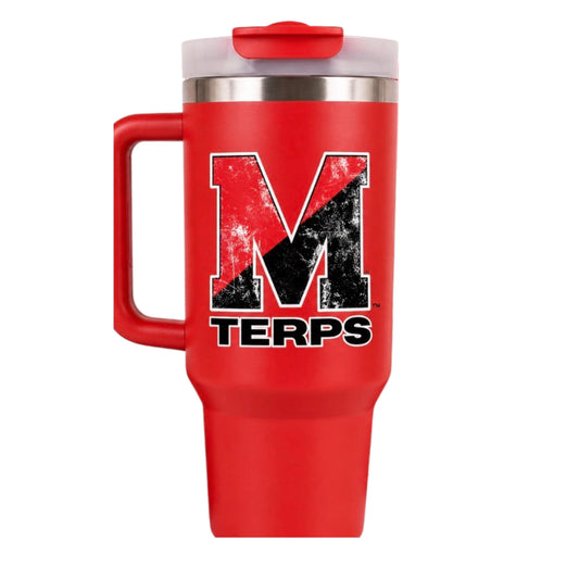 40oz Custom College Tumbler with Handle | Personalized School Logo, Sorority Gifts