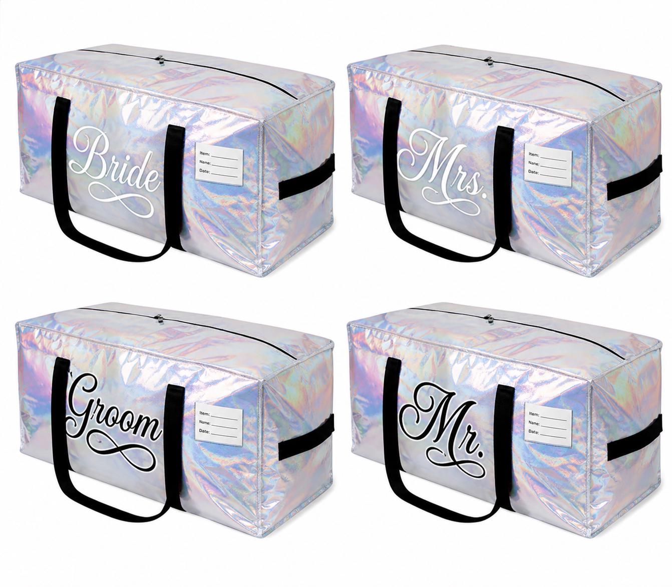 Bride Groom Storage Zipper Bags – Dorm Essentials, Moving Supplies, Wedding Party Gifts
