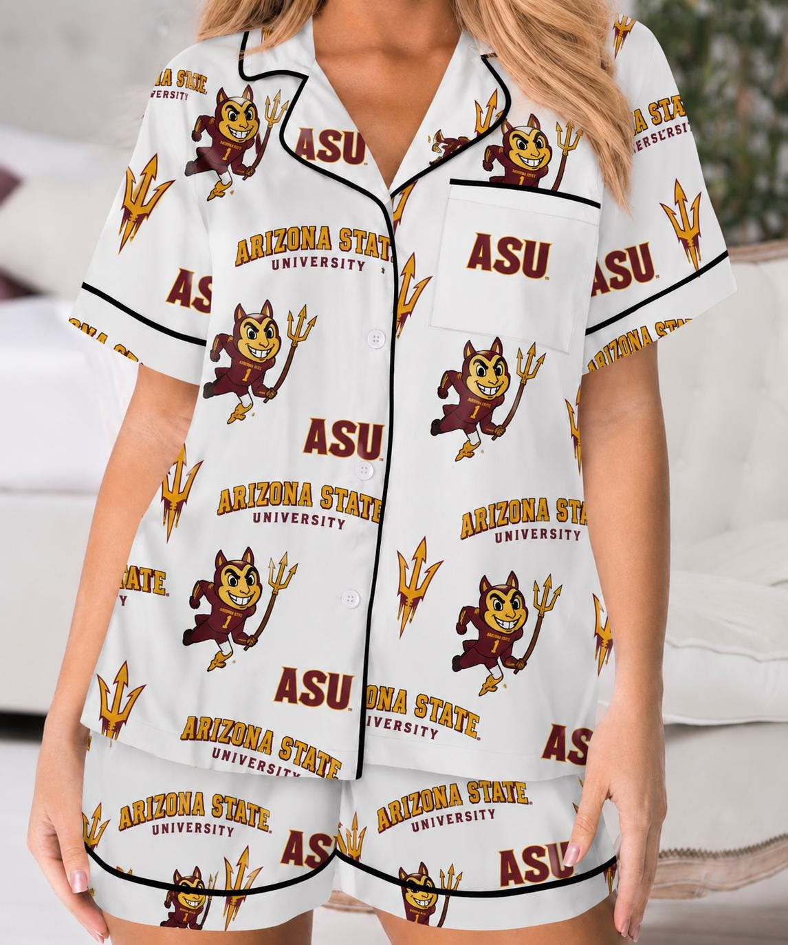 Any college Pajama Set, Satin Pajamas, College Lounge Set, PJ Shorts Set pant , Dorm Gift
