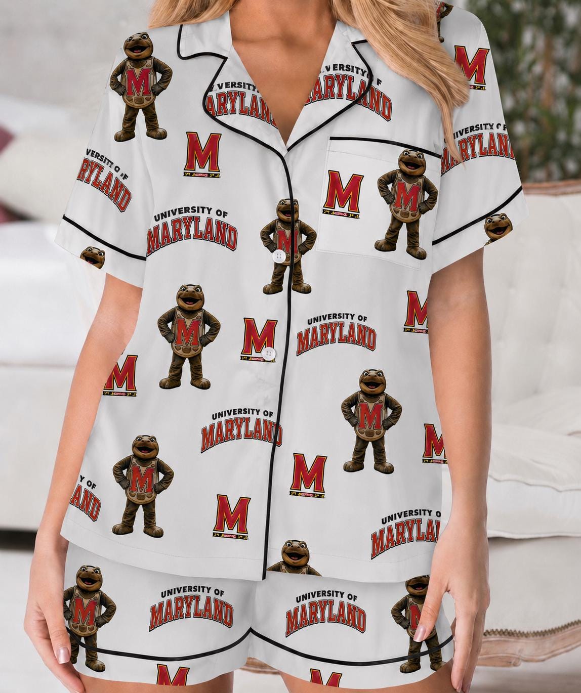 Any college Pajama Set, Satin Pajamas, College Lounge Set, PJ Shorts Set pant , Dorm Gift
