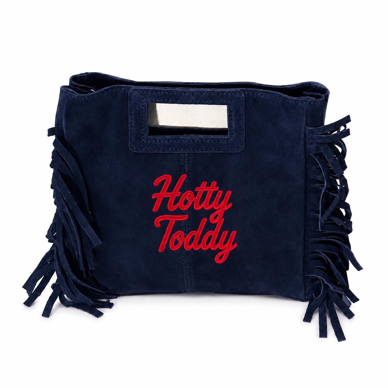 Fringed Seude Crossbody or Clutch College Colors