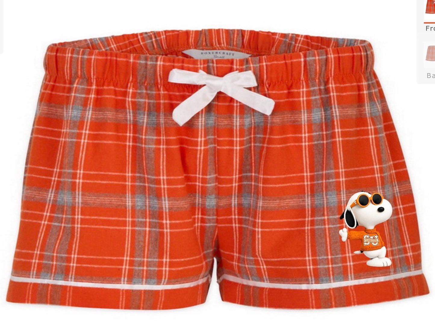 Syracuse Tennessee Texas Clemson orange flannel boxers with snoopy