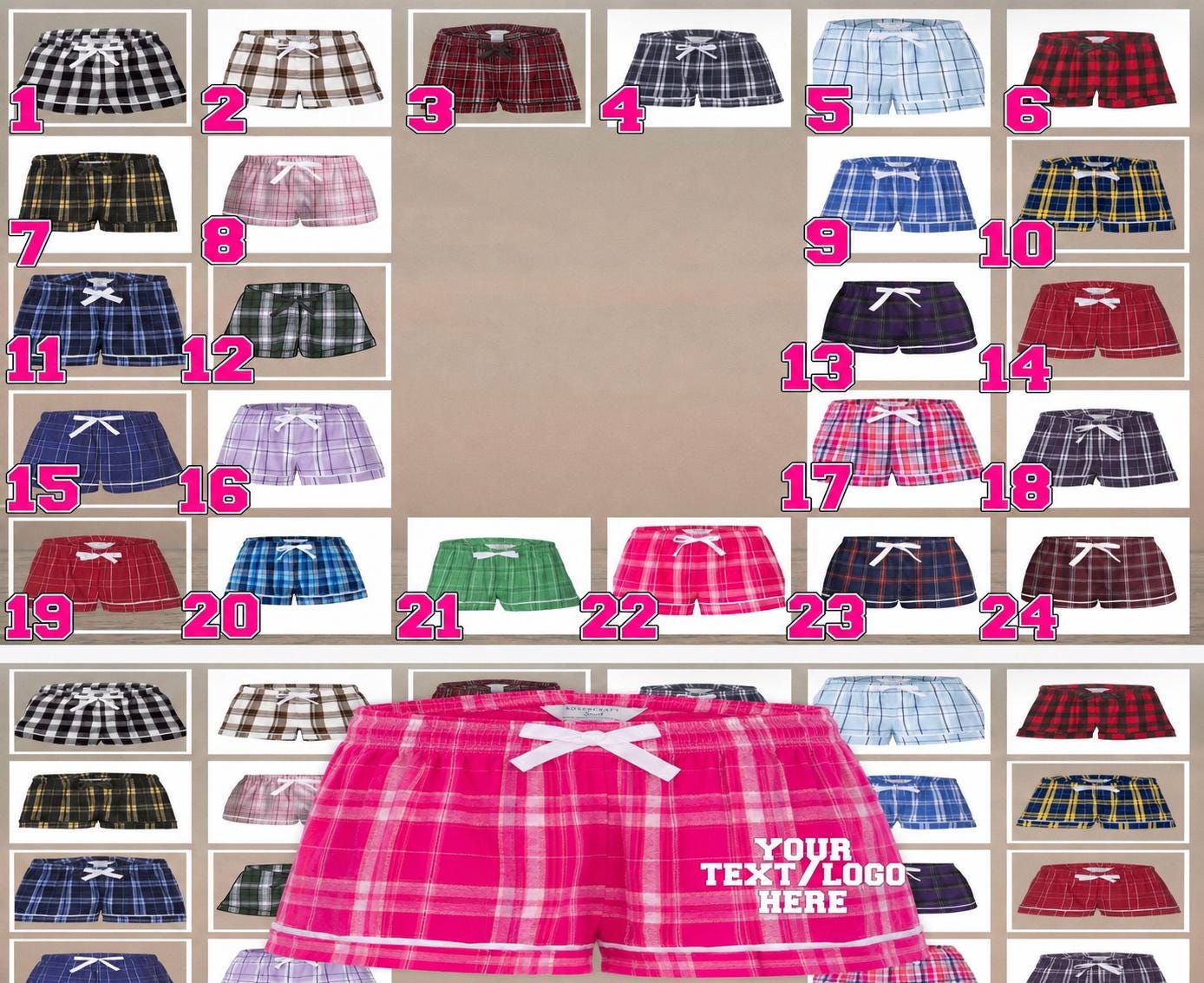 Flannel plaid (boxercraft) Boxer Shorts: Monogram or College/Team Logo Pajamas