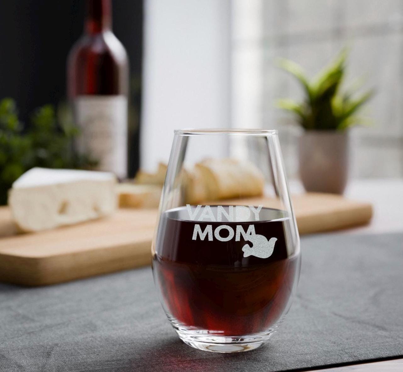 College mom and bachelorette personalized Stemless Wine Glass | Engraved