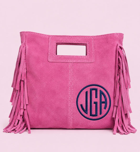 Fringed Seude Crossbody or Clutch College Colors
