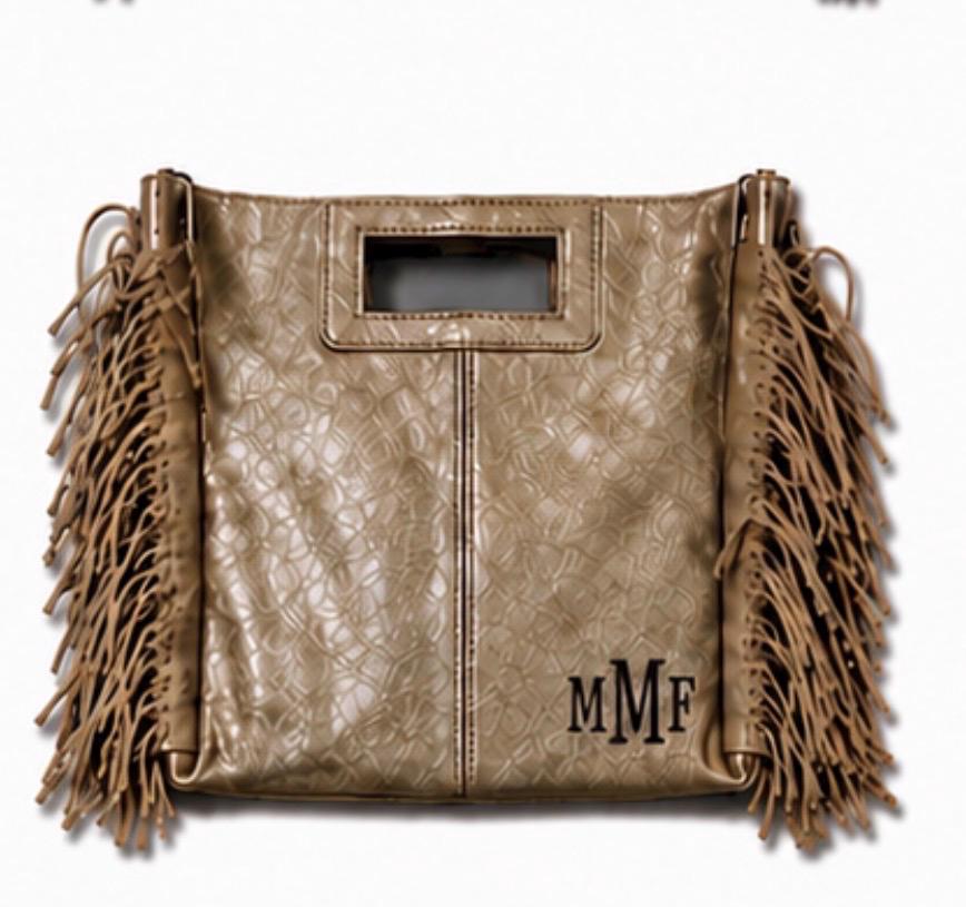 Metallic Leather Crossbody or Clutch College Colors