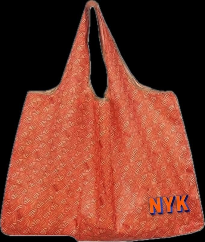 Large reusable geometric print fashion inspired  nylon tote, stylish, customize your way, great for travel (add initials or college)
