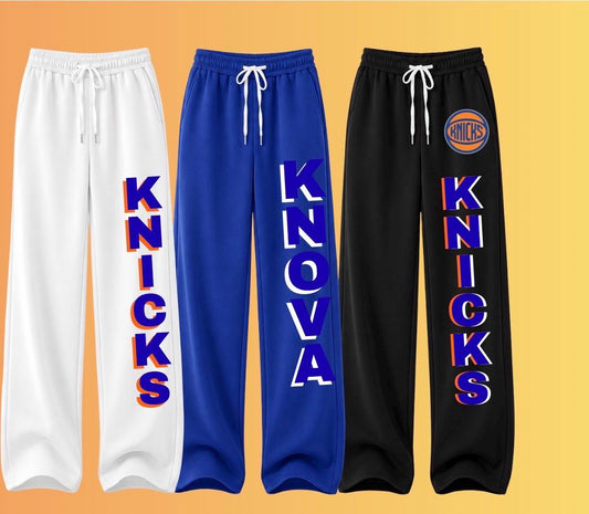 Knicks Sweatpants - optional open bottom - add your own words for the 2026 CHAMPS! Kids sizes, too!