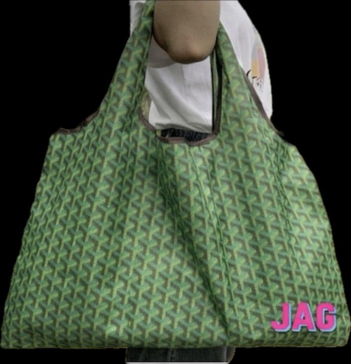 Large reusable geometric print fashion inspired  nylon tote, stylish, customize your way, great for travel (add initials or college)