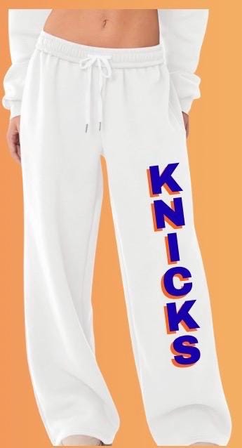 Knicks Sweatpants - optional open bottom - add your own words for the 2026 CHAMPS! Kids sizes, too!