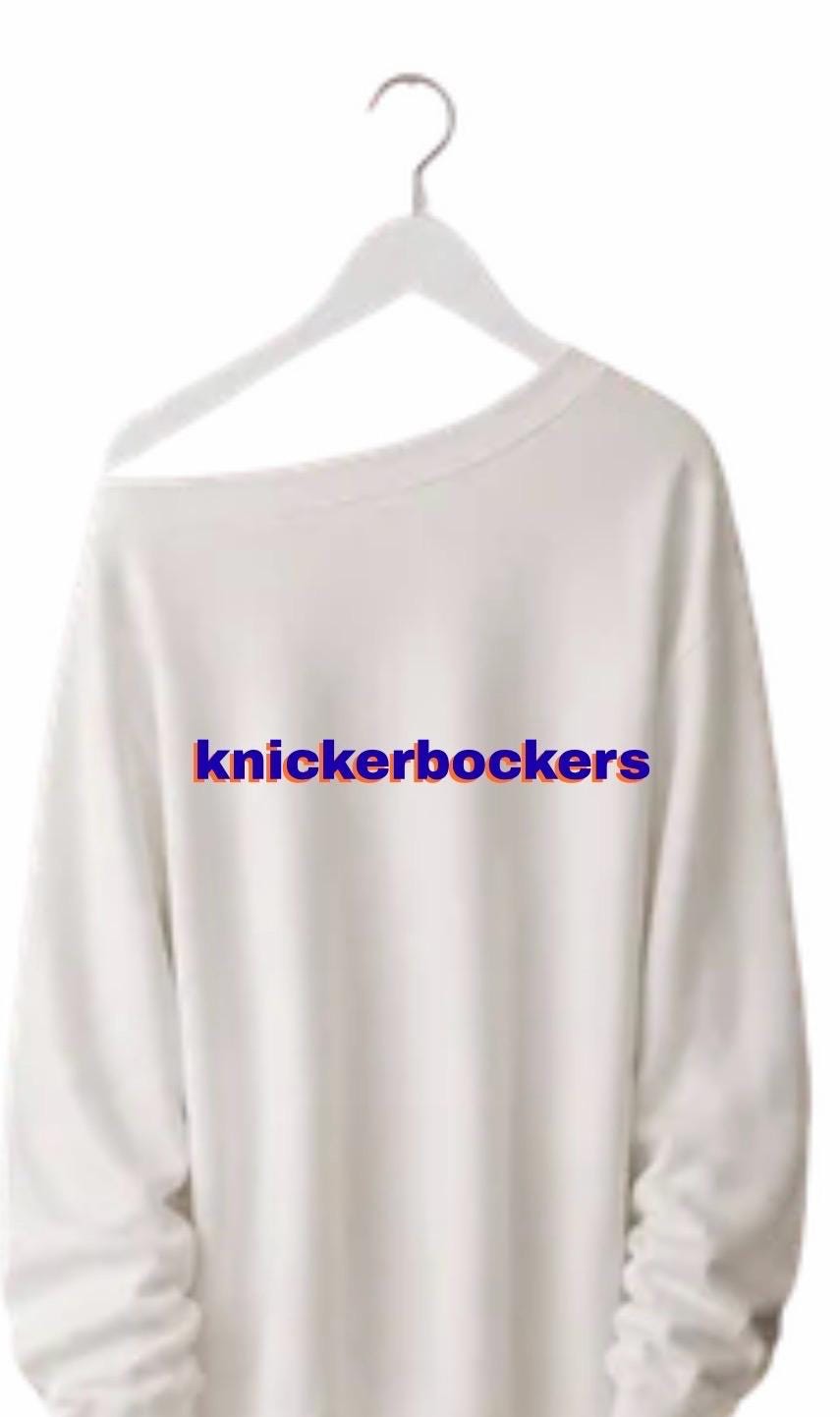 Knickerbockers or Knicks in 5 off shoulder Sweatshirt..add yarn pattern around neck