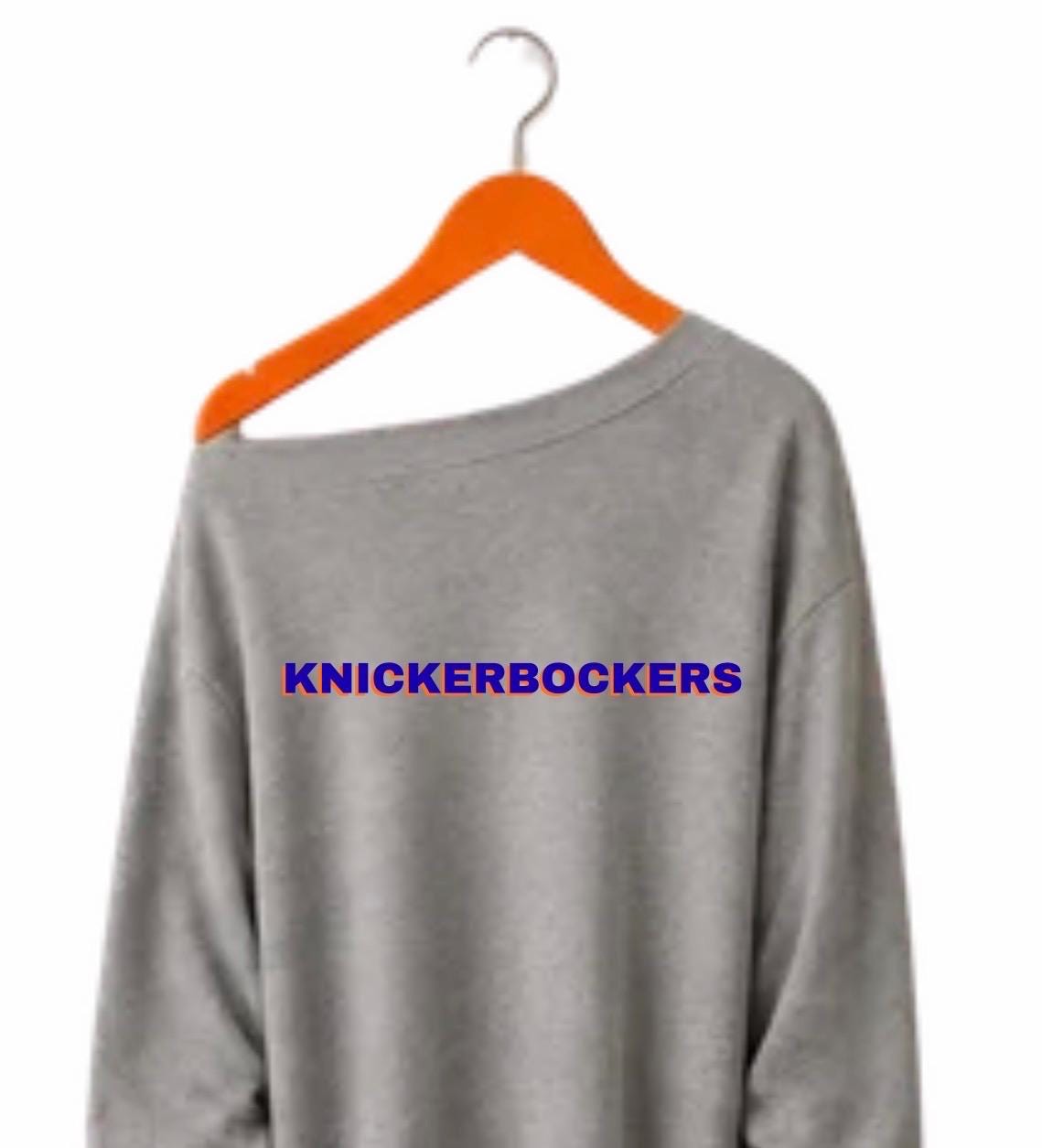 Knickerbockers or Knicks in 5 off shoulder Sweatshirt..add yarn pattern around neck