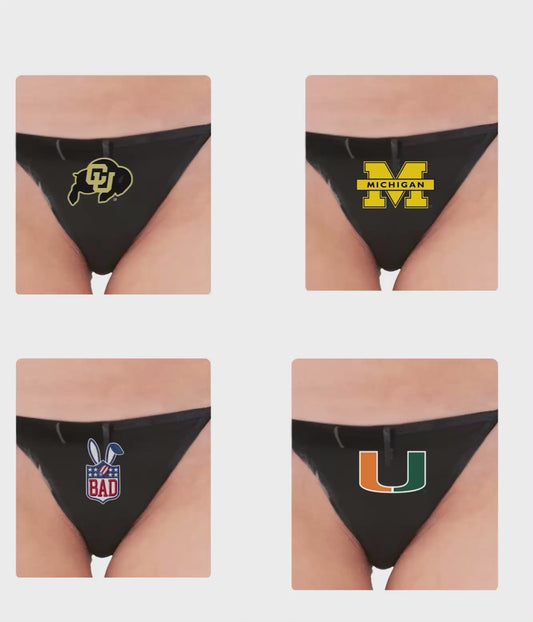 CUSTOM COLLEGE THONG, BOY SHORTS OR CAMI SET